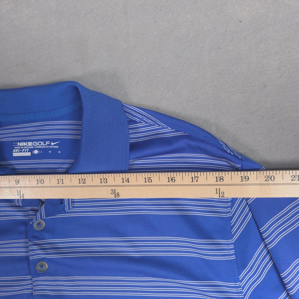Nike Golf Dri Fit Blue White Stripe Polo Shirt Mens Large - Picture 6 of 11
